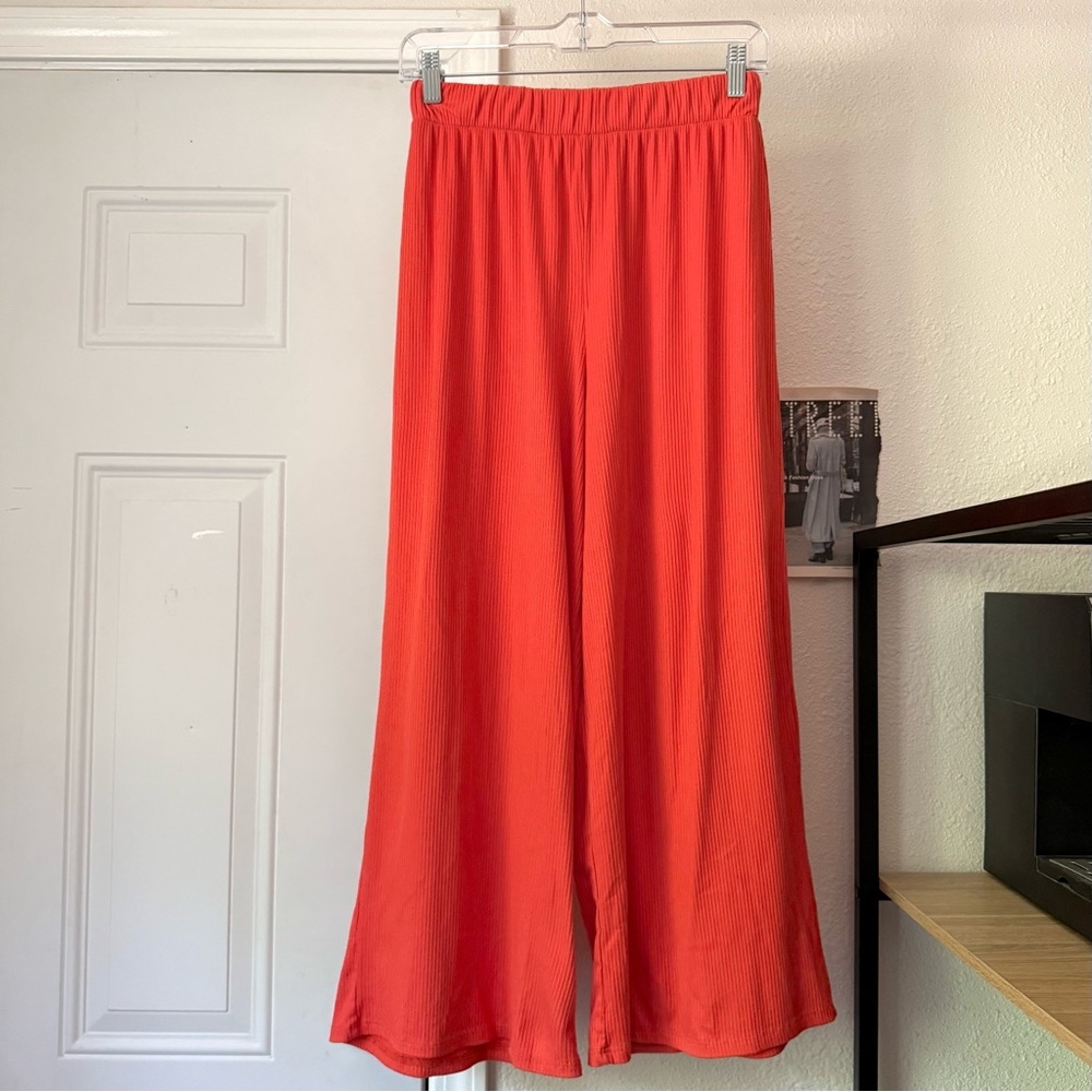 Dressed in LALA Wide Leg Pants in Bright Coral Red